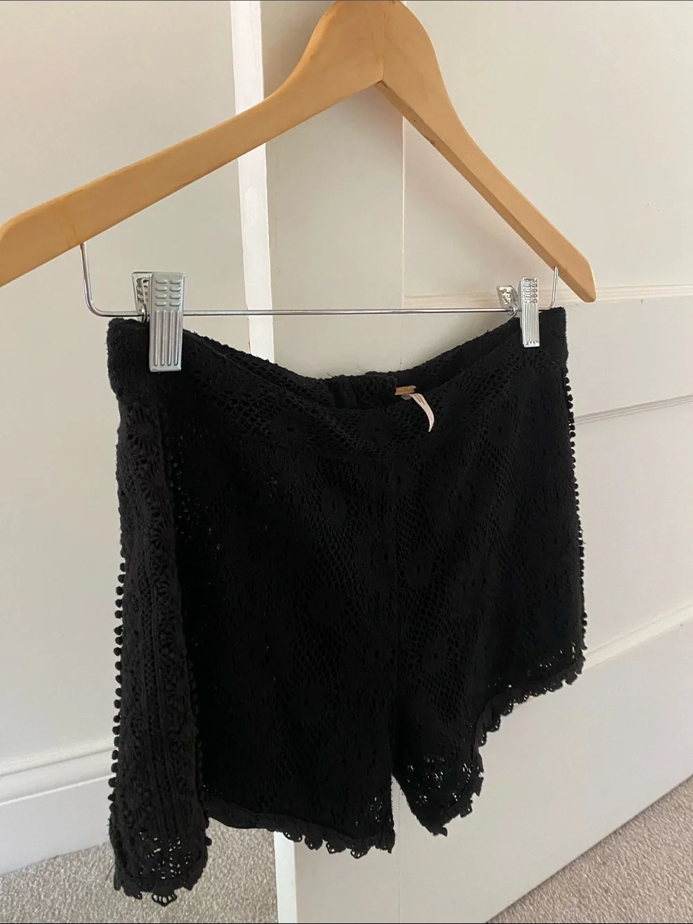 Free People Black Crochet Shorts